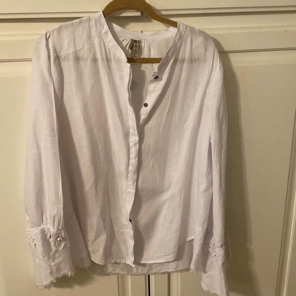 XCVI White linen shirt